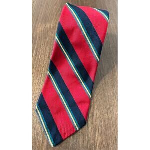 MENS VINTAGE ROBERT TALBOTT for SQUIRE SHOP 3" REPP TIE STRIPED NAVY BLUE RED